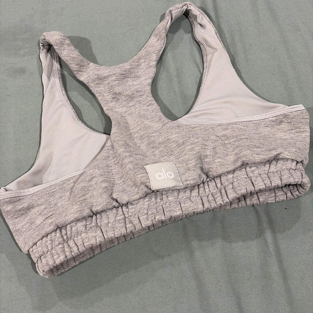 ALO Yoga Light Heather Gray Racerback Sports Bra